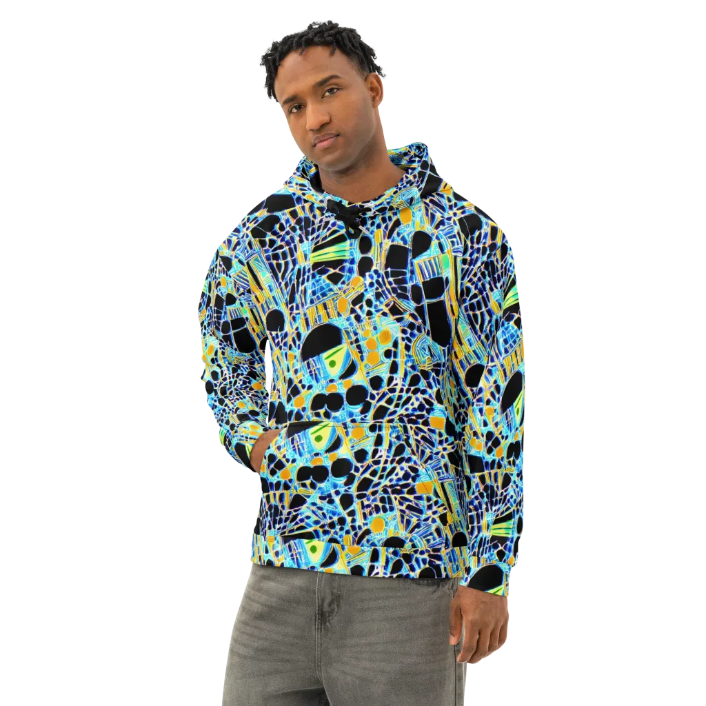 Blue Static on Cotton Hoodie — Left Front