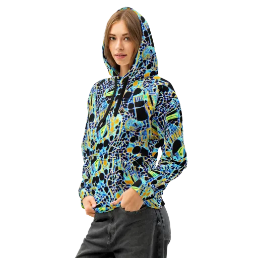 Blue Static on a Cotton Hoodie