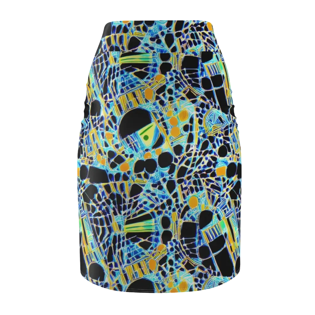 Blue Static on Pencil Skirt — Back