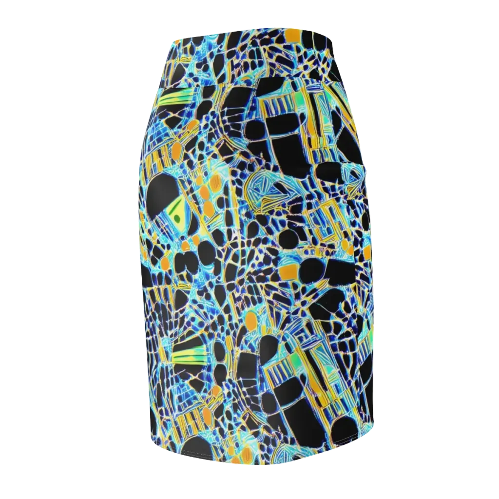 Blue Static on Pencil Skirt — Back Side