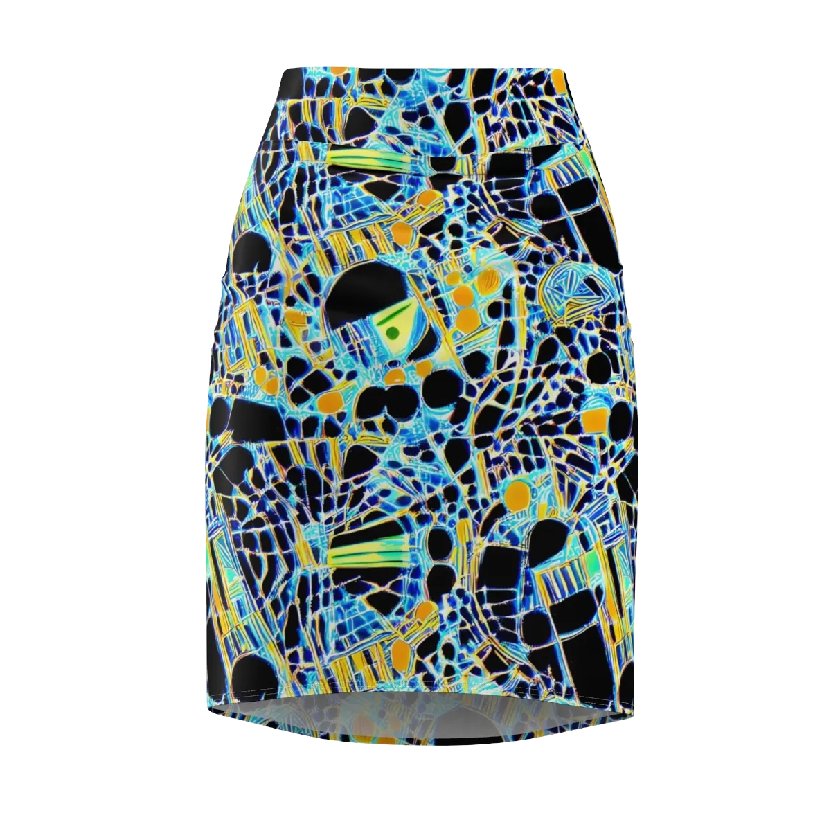 Blue Static on Pencil Skirt — Front