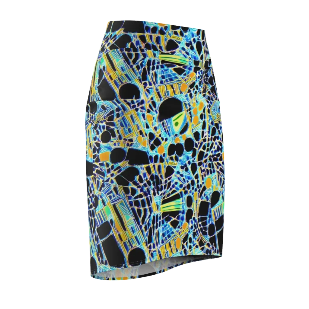 Blue Static on Pencil Skirt — Front Side
