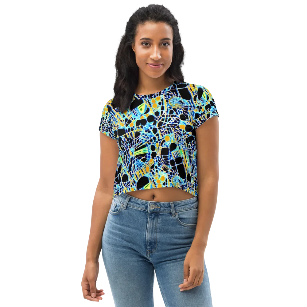 Blue Static on Crop Tee — Front