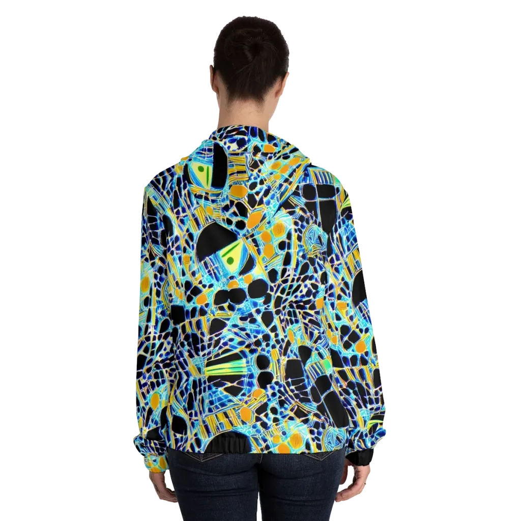 Blue Static on Women's Full-Zip Hoodie — Back On Person