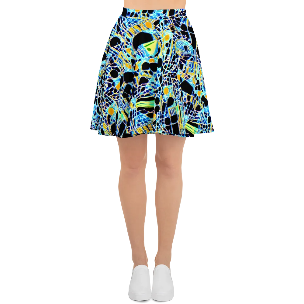 Blue Static on Skater Skirt — Front
