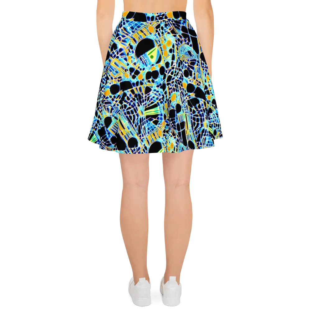 Blue Static on Skater Skirt — Back