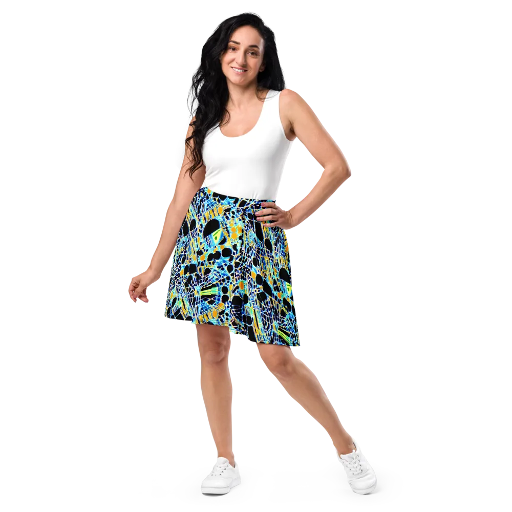 Blue Static on Skater Skirt — Front