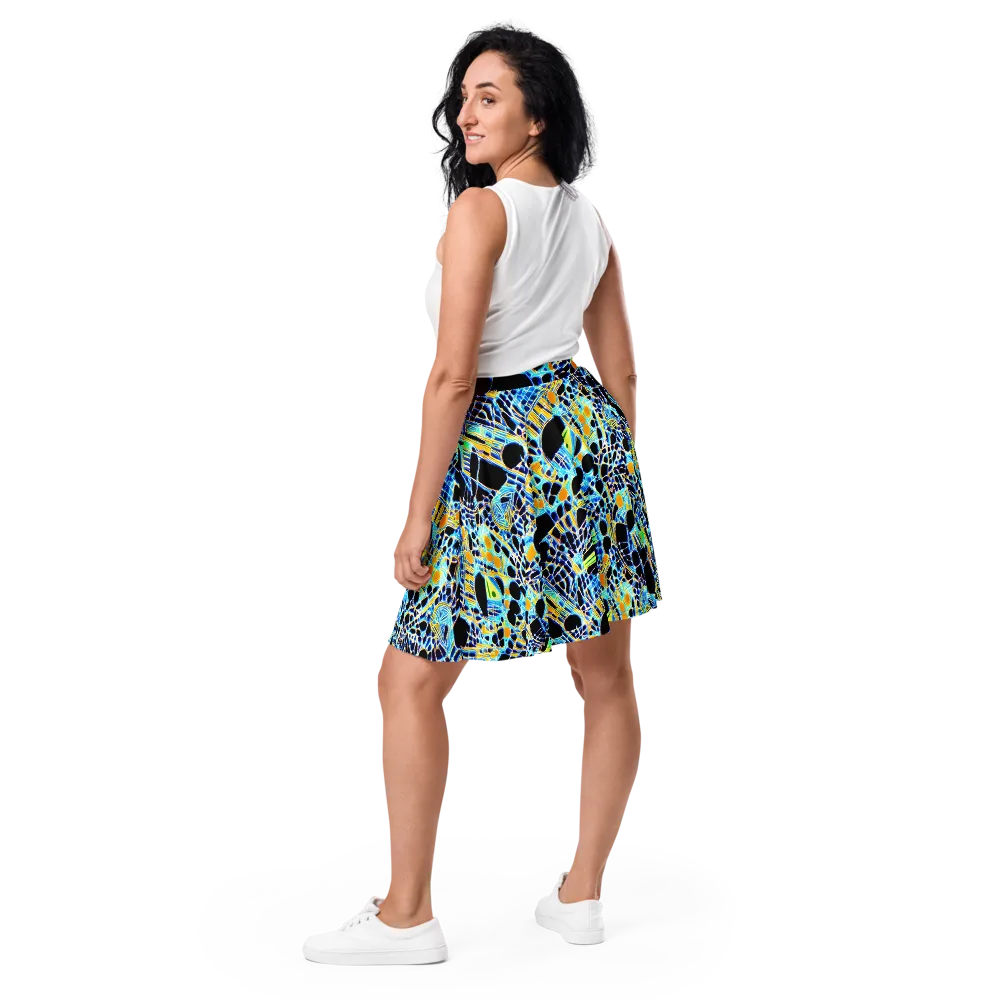 Blue Static on Skater Skirt — Back