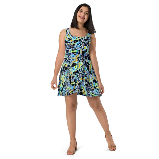 Blue Static on a Skater Dress