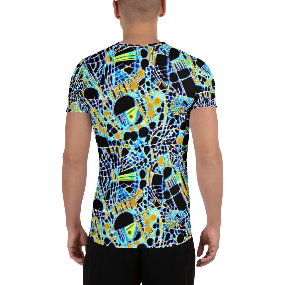 Blue Static on Men's Athletic T-Shirt — Back