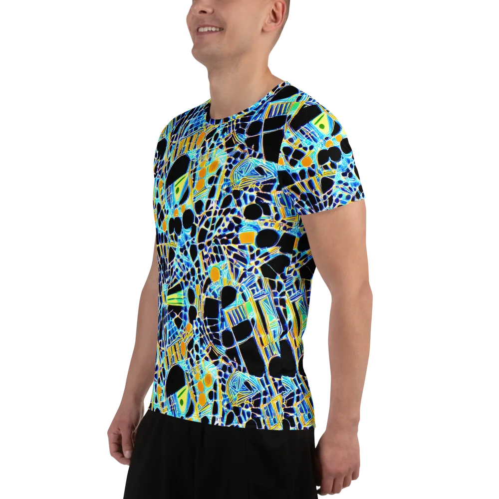 Blue Static on Men's Athletic T-Shirt — Left