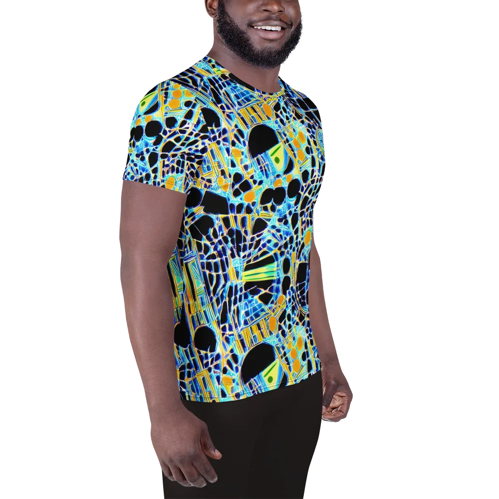 Blue Static on Men's Athletic T-Shirt — Right