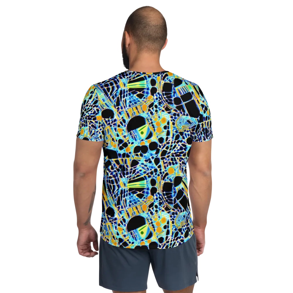 Blue Static on Men's Athletic T-Shirt — Back