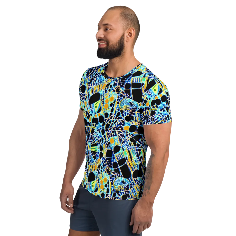 Blue Static on Men's Athletic T-Shirt — Left