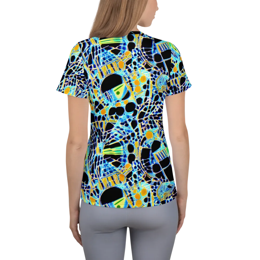 Blue Static on Women's Athletic T-Shirt — Back