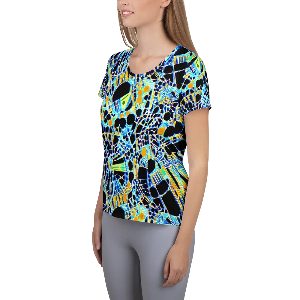 Blue Static on Women's Athletic T-Shirt — Left
