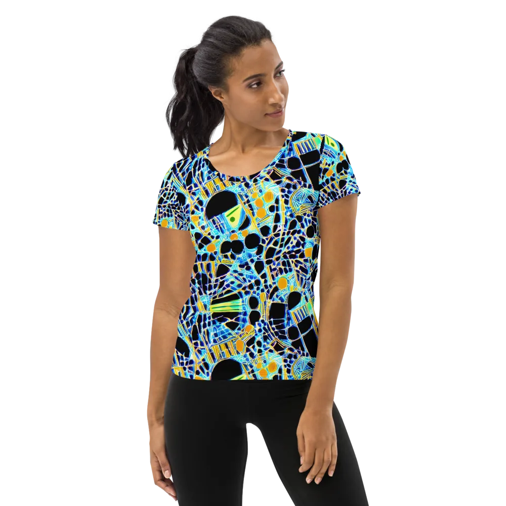Blue Static on Women's Athletic T-Shirt — Front