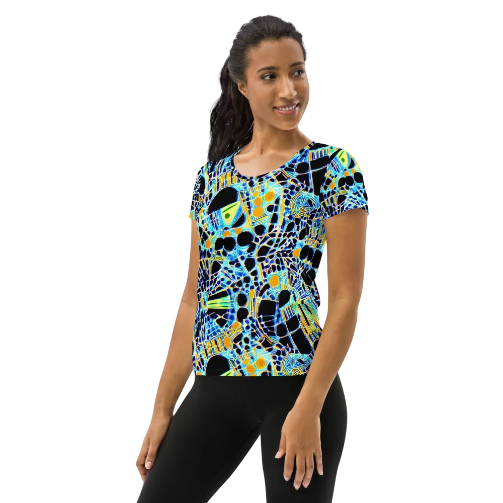 Blue Static on Women's Athletic T-Shirt — Left