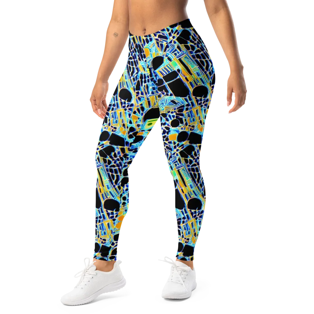 Blue Static on Leggings — Left Front