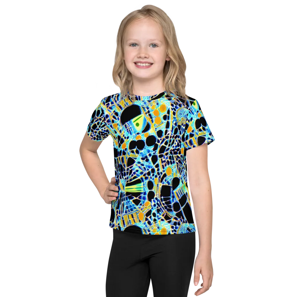 Blue Static on Kids Crew Neck T-Shirt — Front