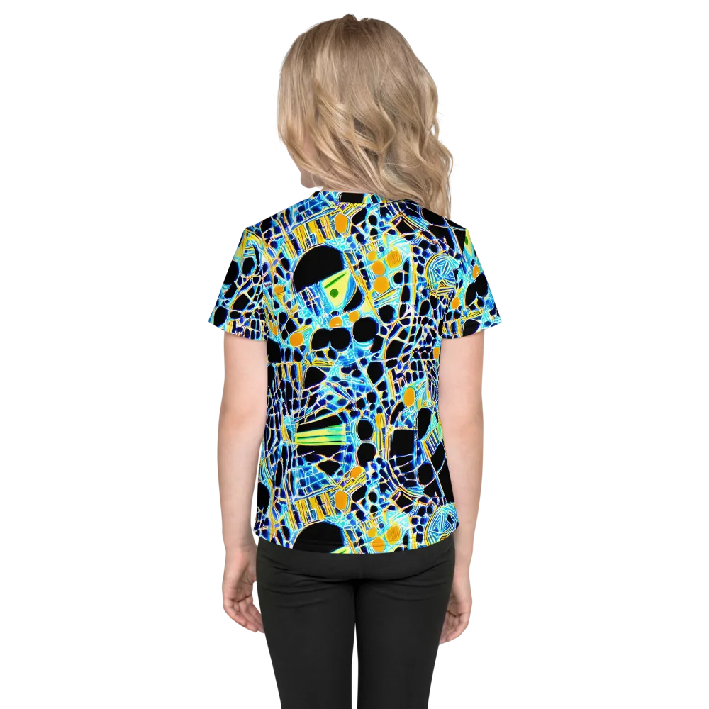 Blue Static on Kids Crew Neck T-Shirt — Back