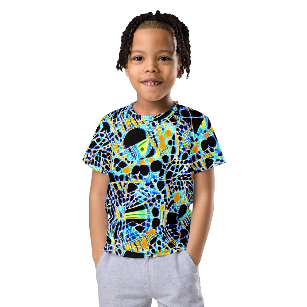 Blue Static on Kids Crew Neck T-Shirt — Front
