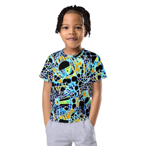 Blue Static on a Kids Crew Neck T-Shirt