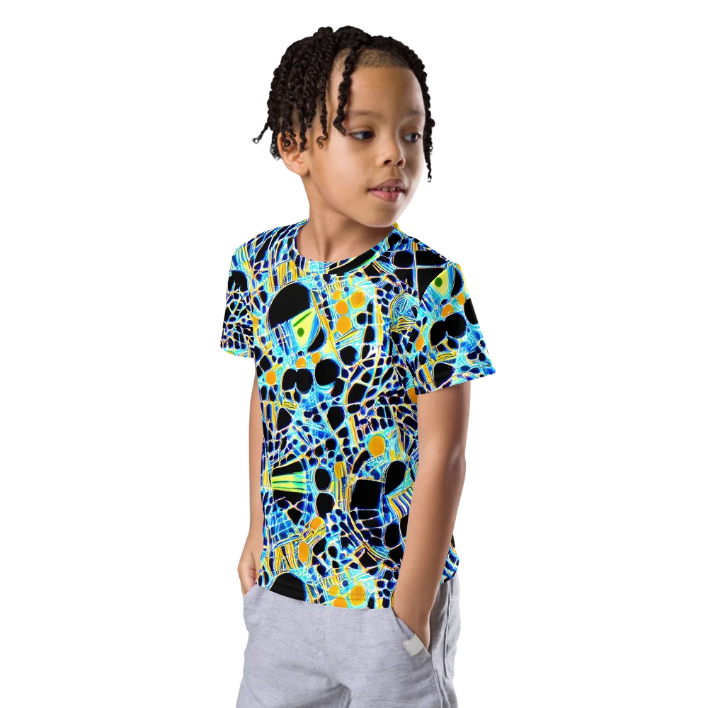 Blue Static on Kids Crew Neck T-Shirt — Left Front