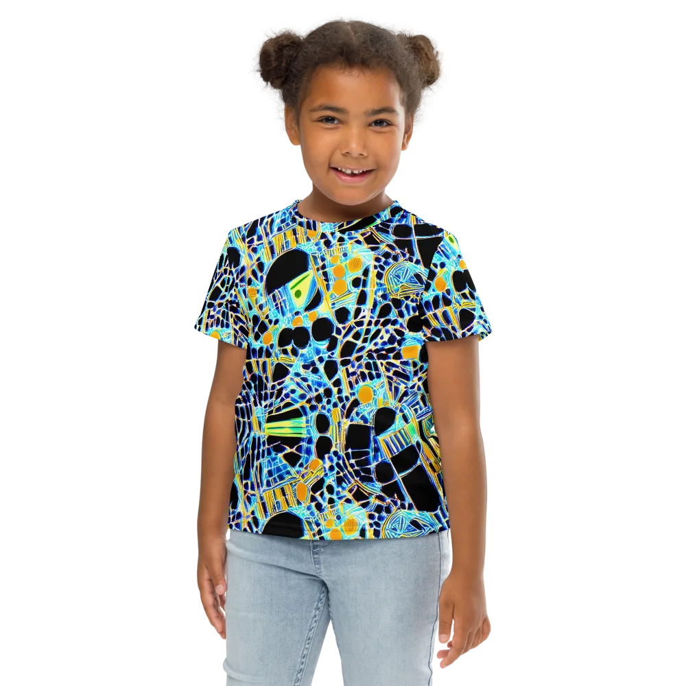 Blue Static on Kids Crew Neck T-Shirt — Front