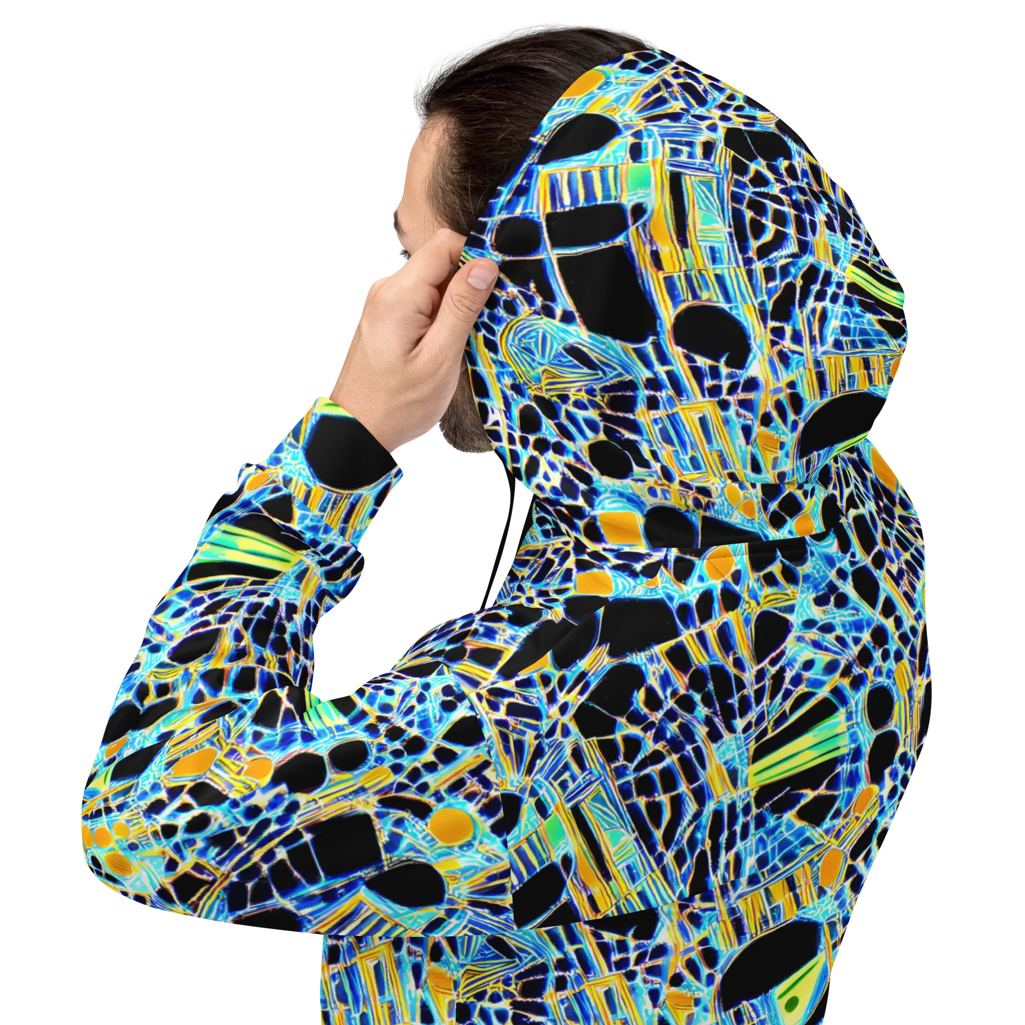 Blue Static on Hoodie — Back
