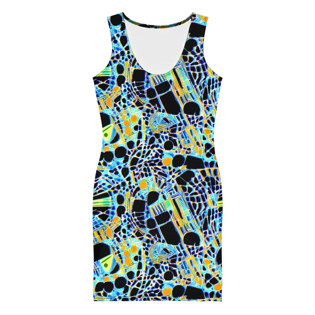 Blue Static on Bodycon Dress — Front
