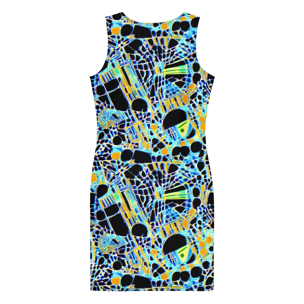 Blue Static on Bodycon Dress — Back