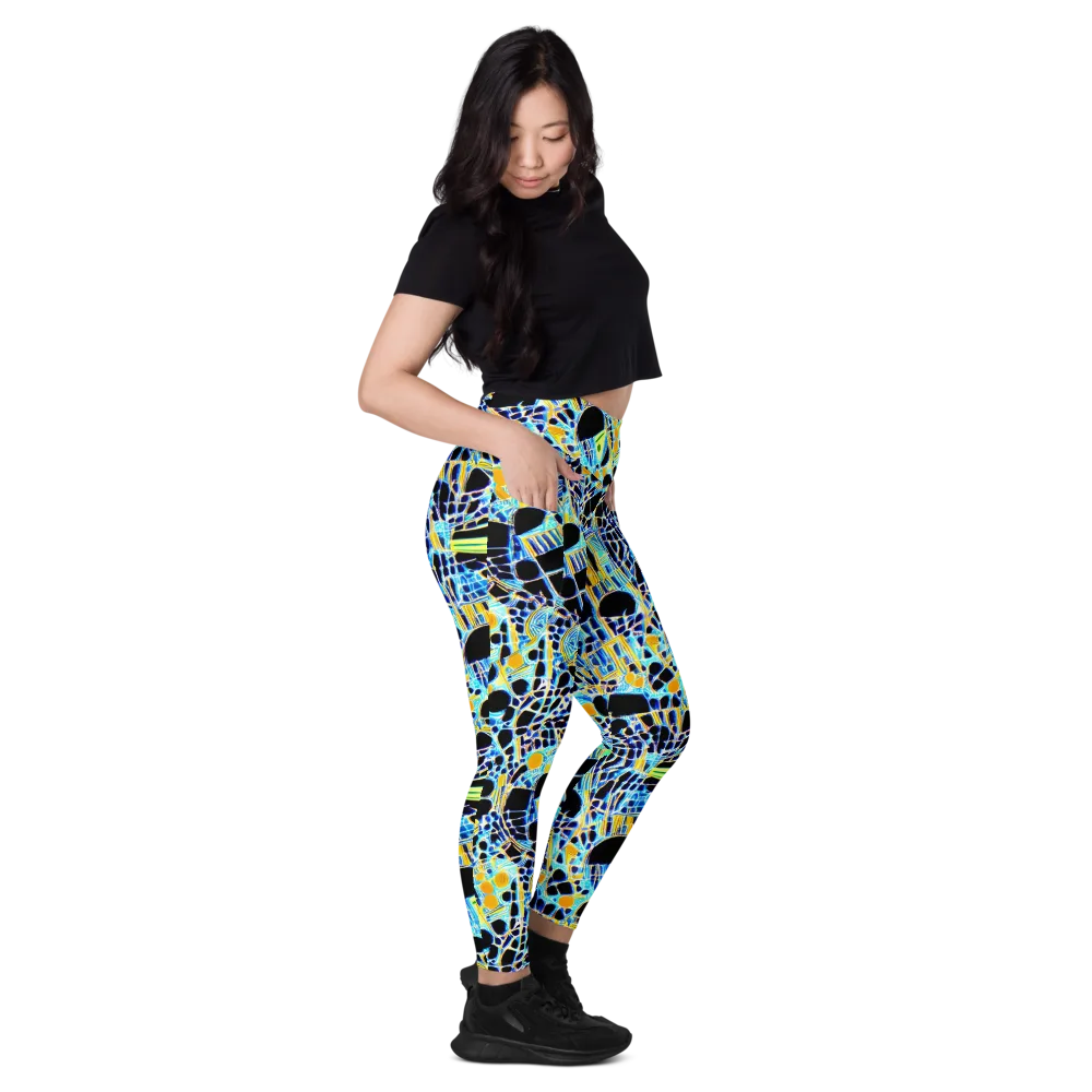 Blue Static on Leggings with Pockets — Right