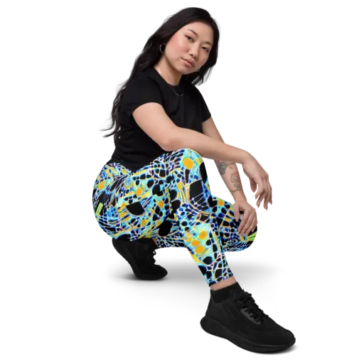 Blue Static on a Leggings with Pockets