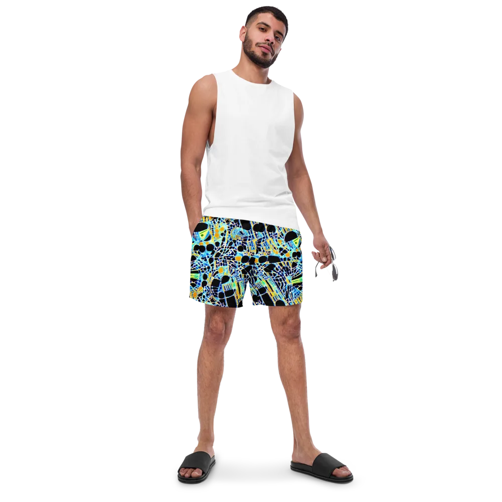 Blue Static on Swim Trunks — Front
