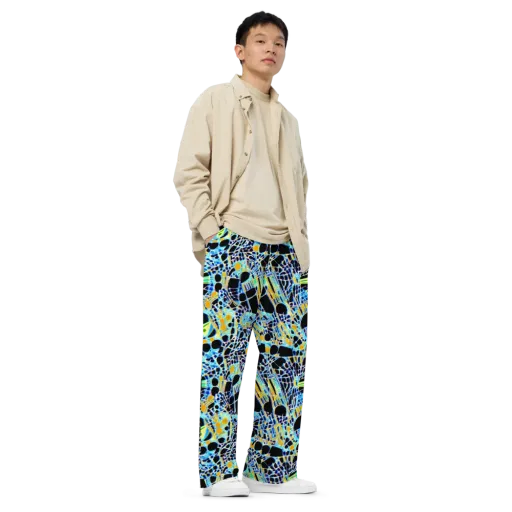 Blue Static on a Wide-Leg Pants