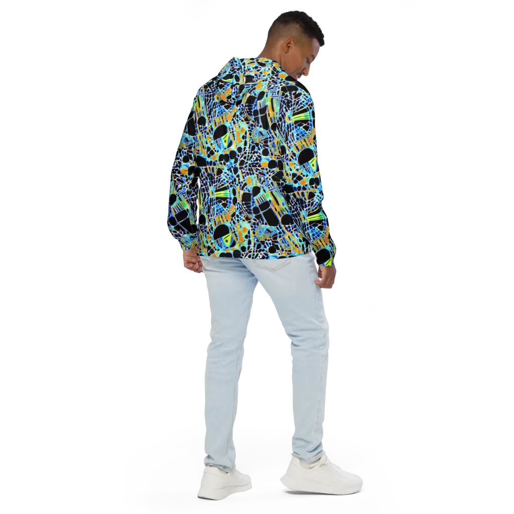 Blue Static on Men's Windbreaker — Back