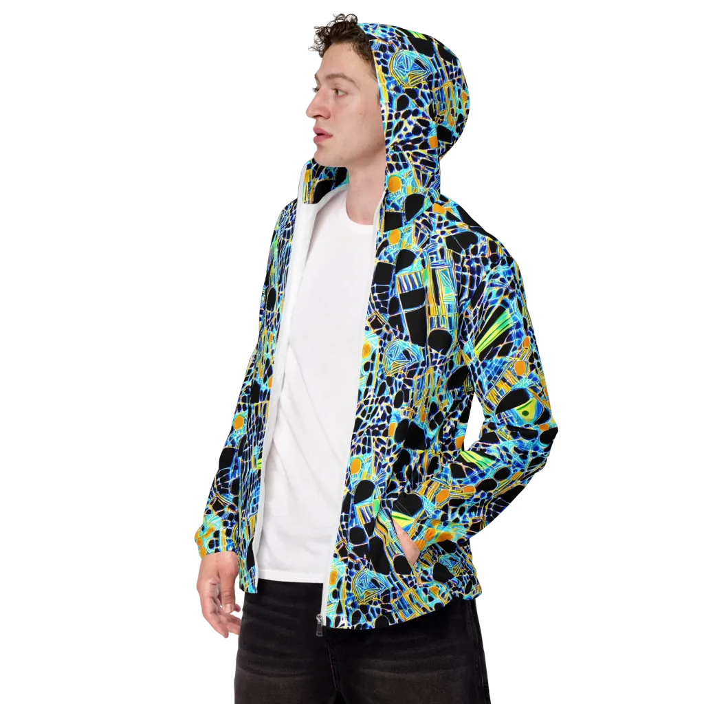 Blue Static on Men's Windbreaker — Left Front
