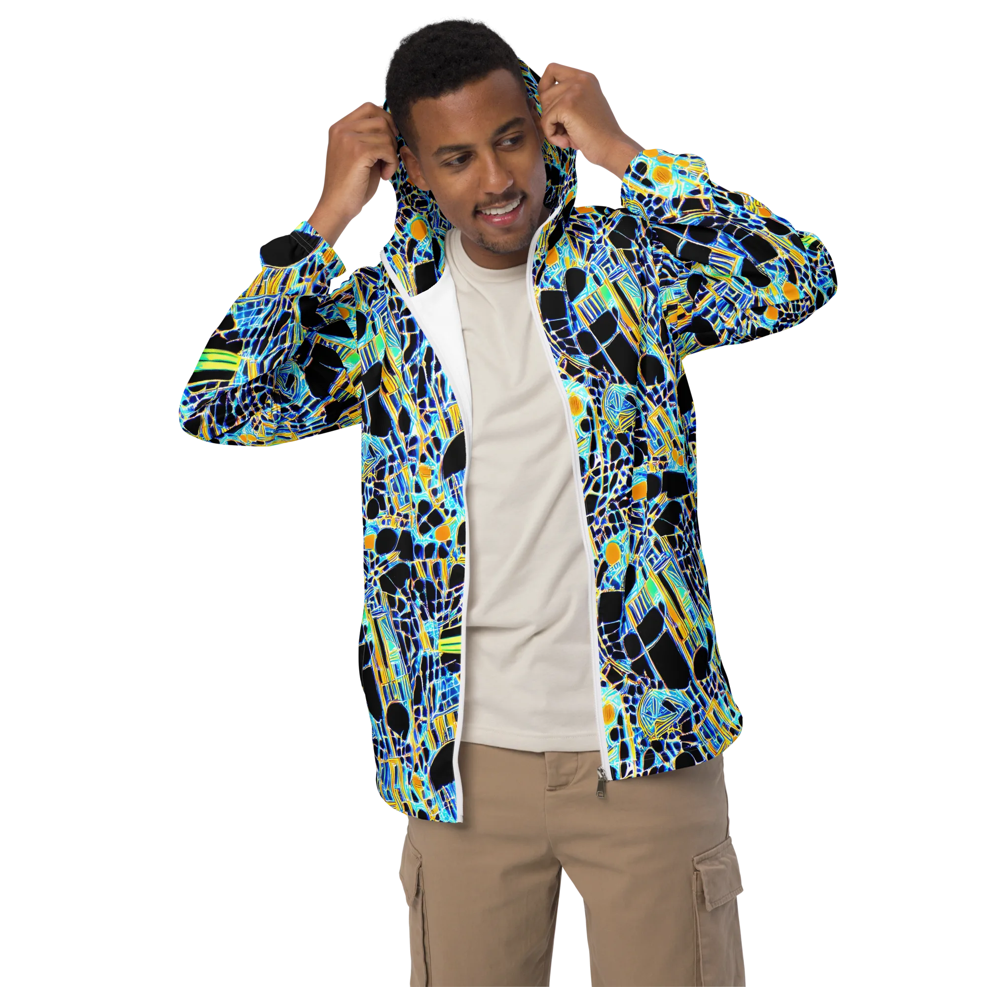 Blue Static on Men's Windbreaker — Front