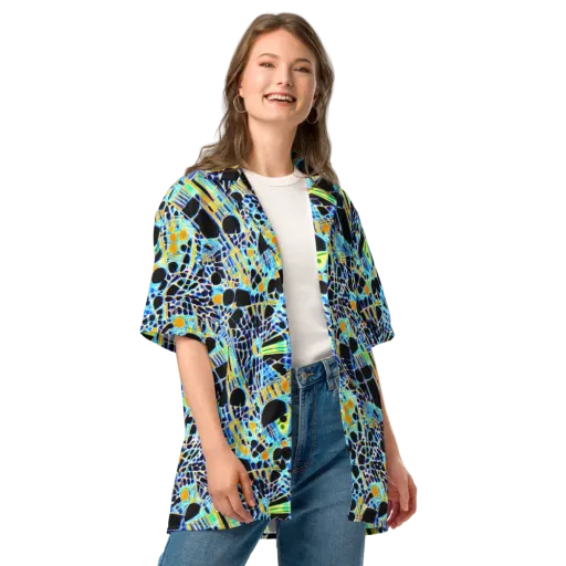Blue Static on a Button Shirt