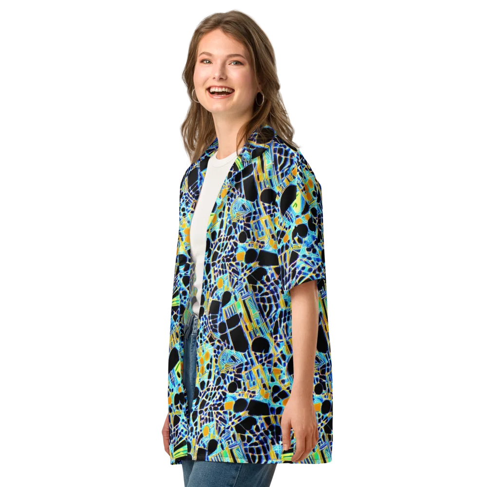 Blue Static on Button Shirt — Left Front