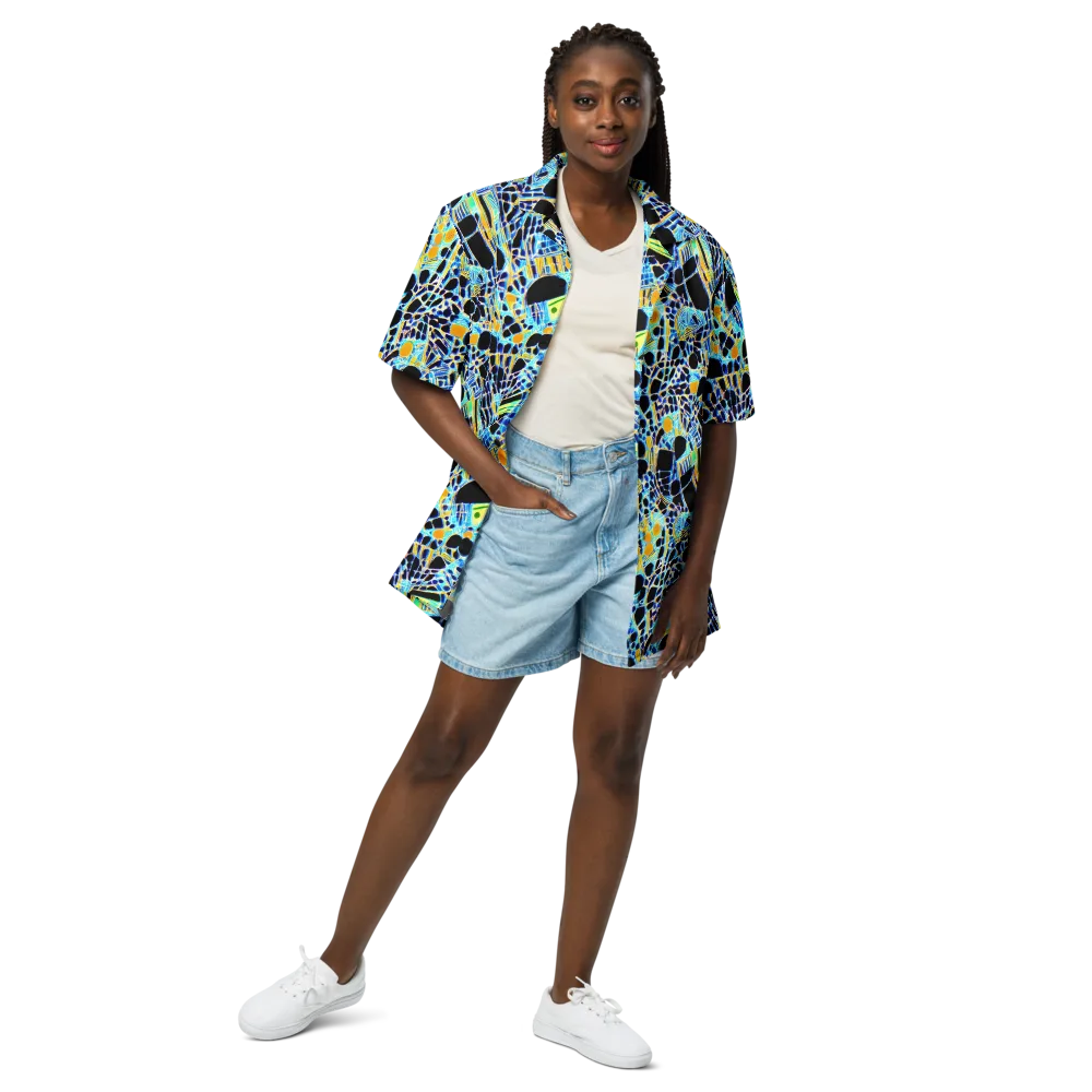 Blue Static on Button Shirt — Front