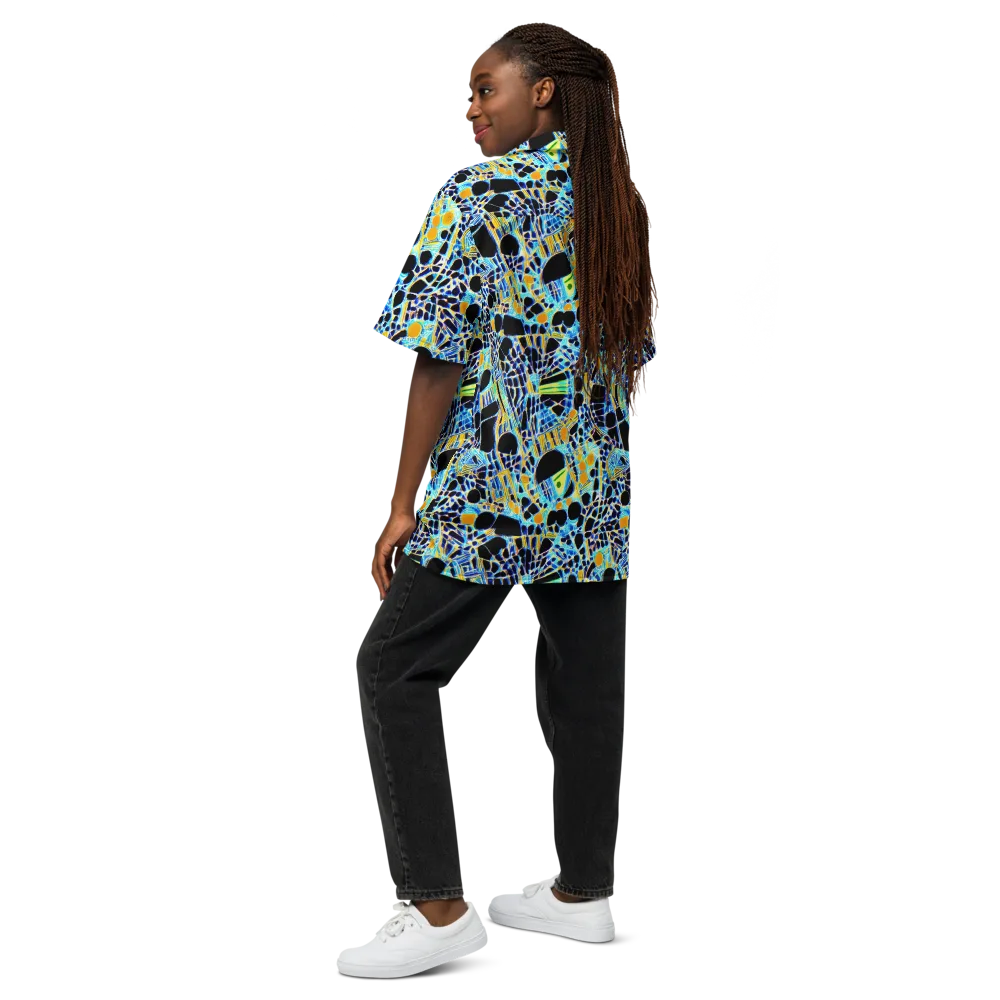 Blue Static on Button Shirt — Back