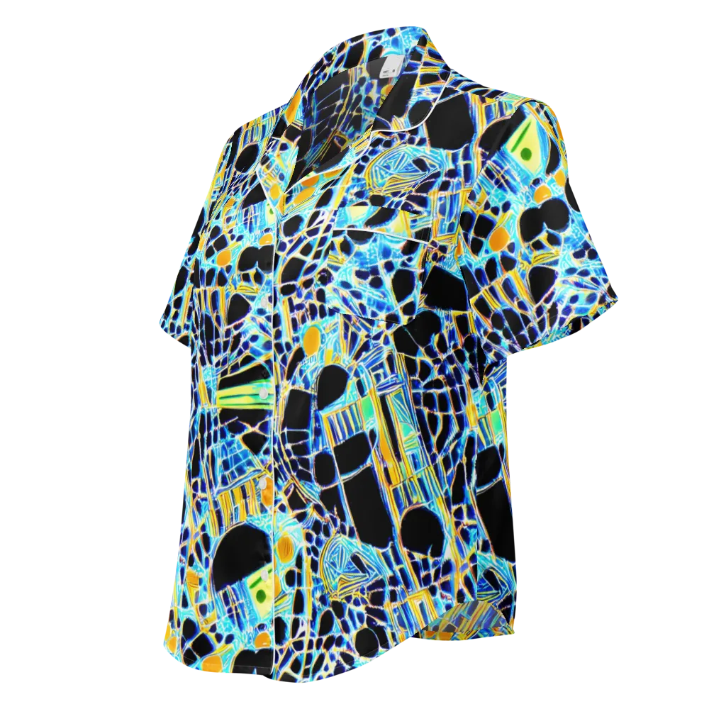 Blue Static on Women's Short Sleeve Pajama Top — Left Front