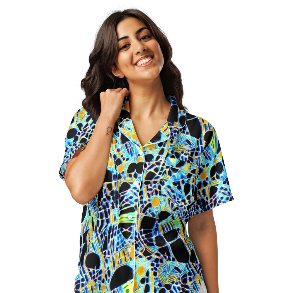 Blue Static on Women's Short Sleeve Pajama Top — Front