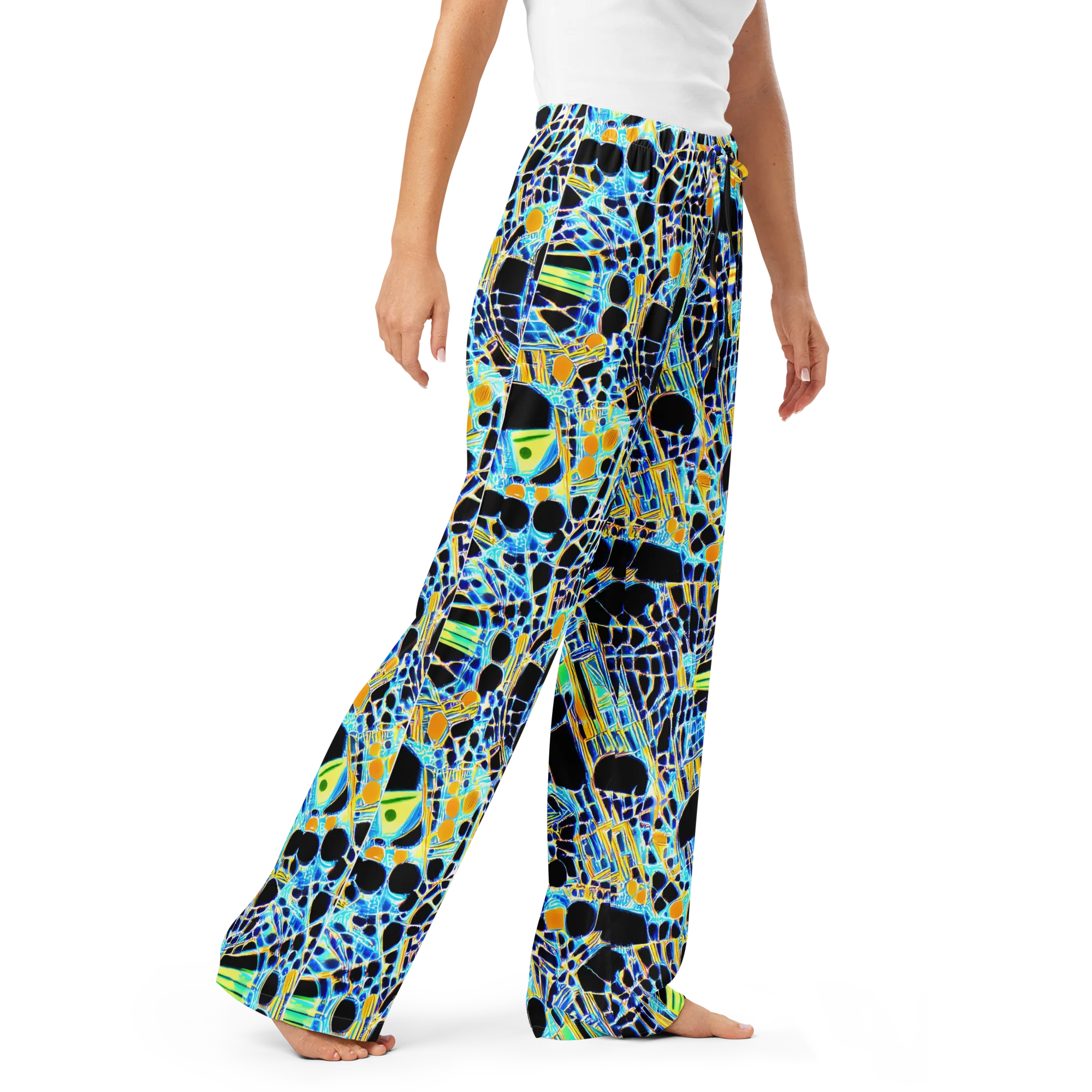 Blue Static on Women's Pajama Pants — Right Front