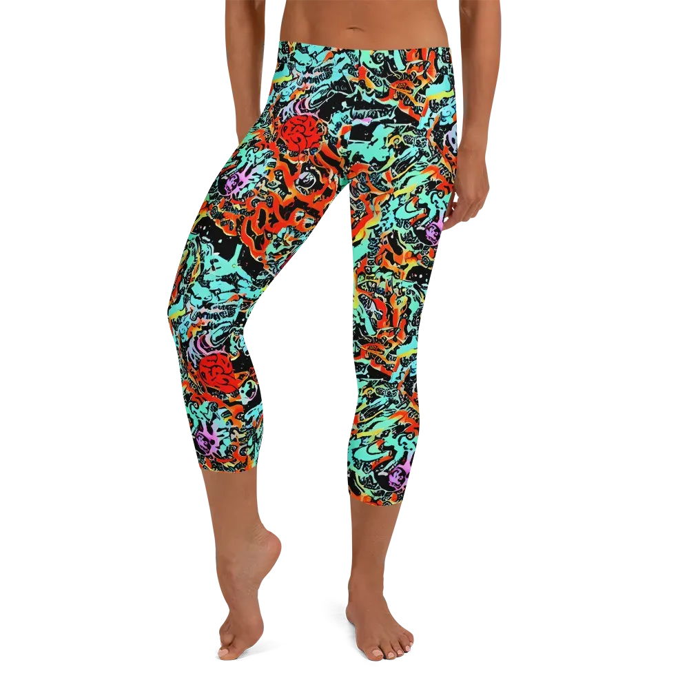 Neon Wildstyle on Capri Leggings — Front