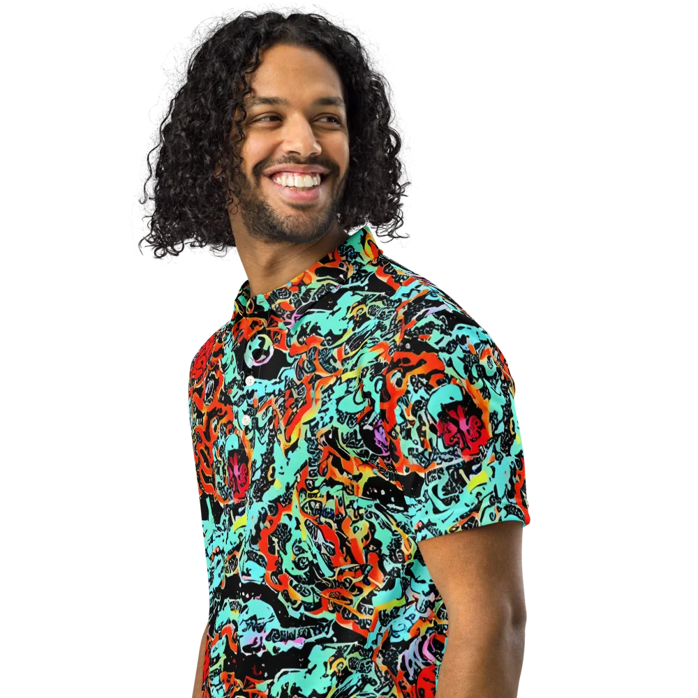 Neon Wildstyle on Men's Slim Fit Polo Shirt — Left Front