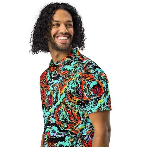 Neon Wildstyle on a Men's Slim Fit Polo Shirt