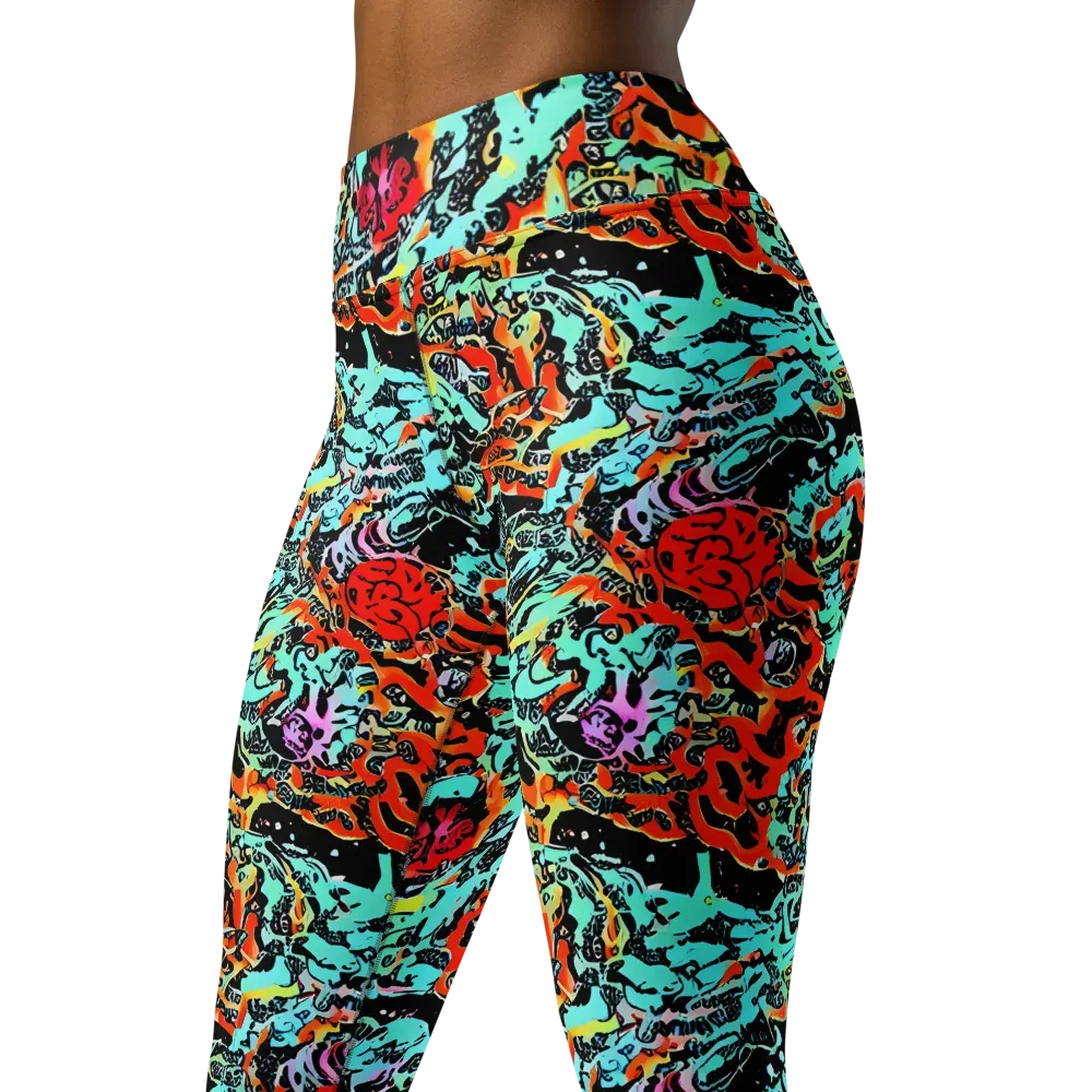 Neon Wildstyle on Yoga Leggings — Left Front